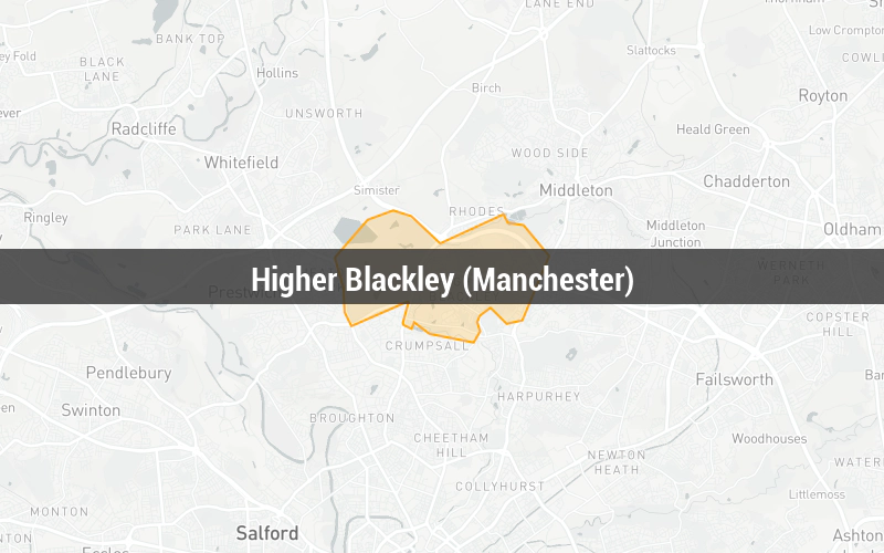 Map of Higher Blackley (Manchester)