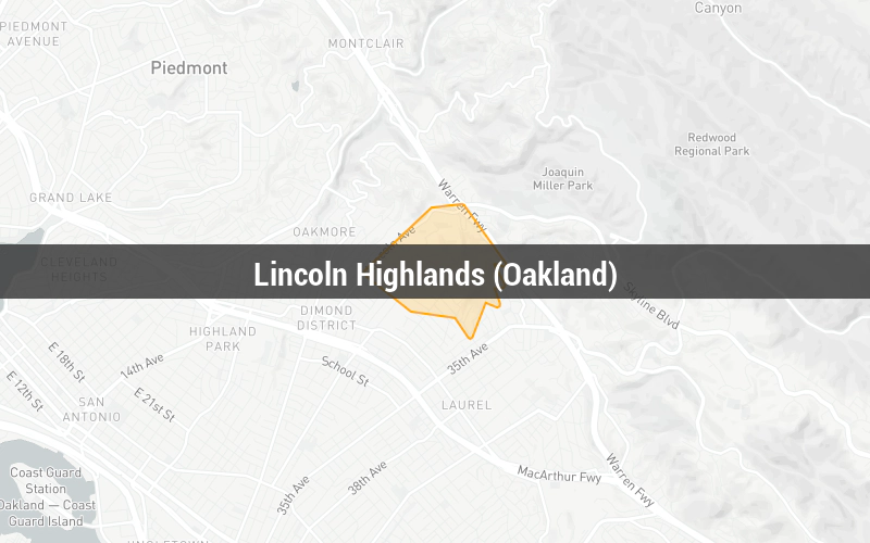 Map of Lincoln Highlands (Oakland)