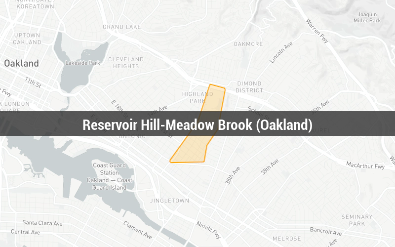 Map of Reservoir Hill-Meadow Brook (Oakland)