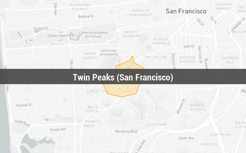 Map of Twin Peaks (San Francisco)
