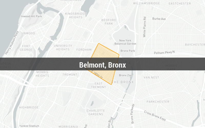 Map of Belmont, Bronx