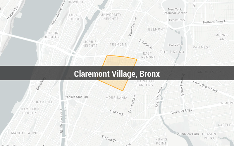 Map of Claremont Village, Bronx
