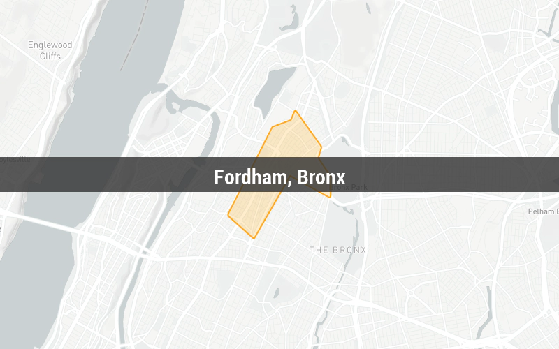 Map of Fordham, Bronx