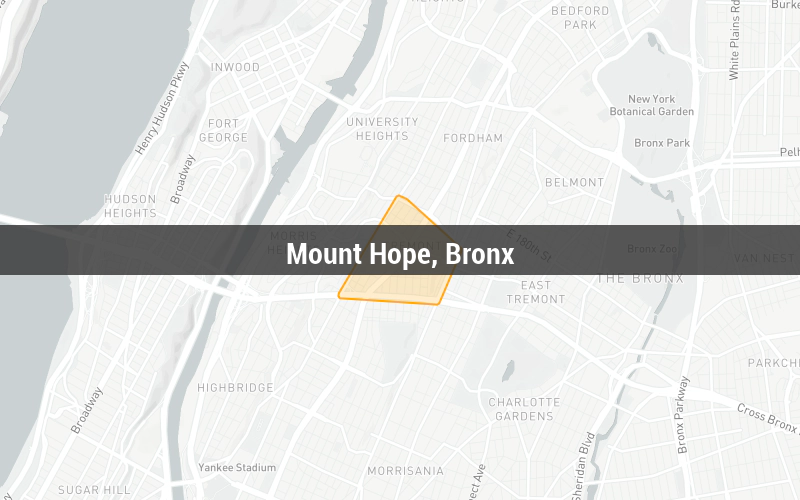 Map of Mount Hope, Bronx