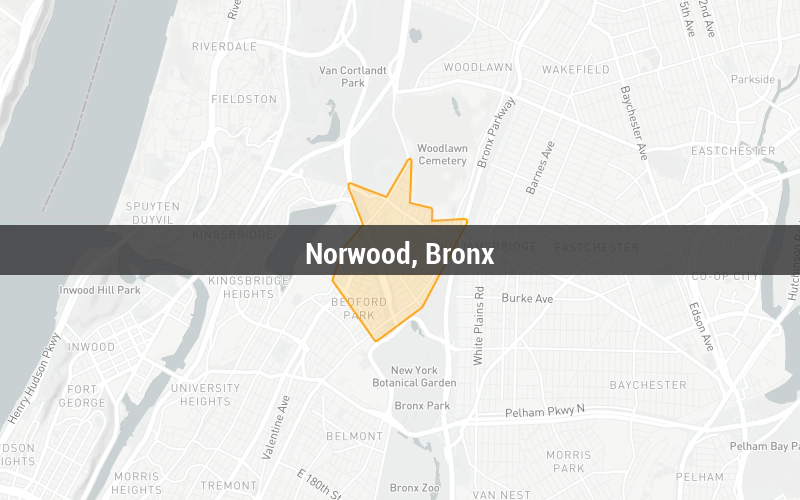 Map of Norwood, Bronx