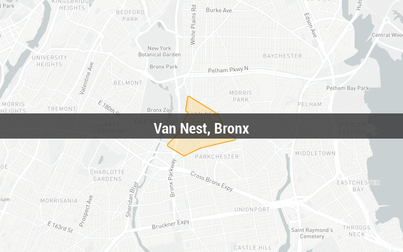 Map of Van Nest, Bronx