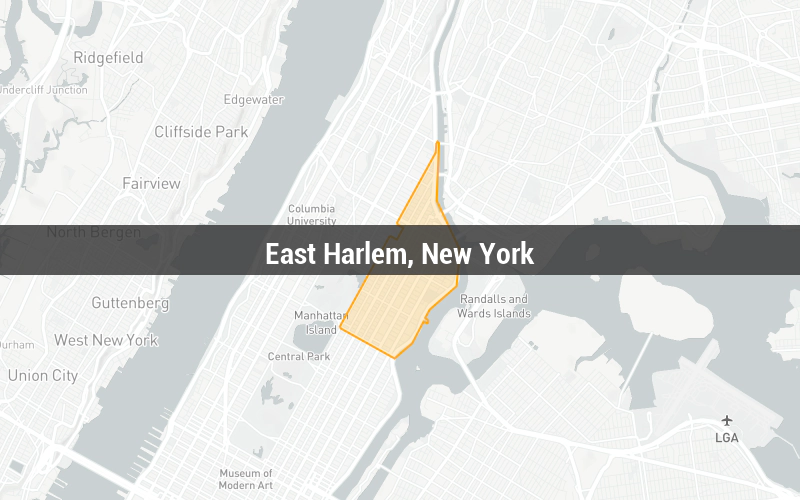 Map of East Harlem, New York