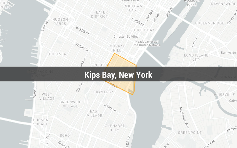Map of Kips Bay, New York
