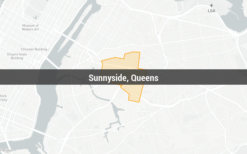 Map of Sunnyside, Queens