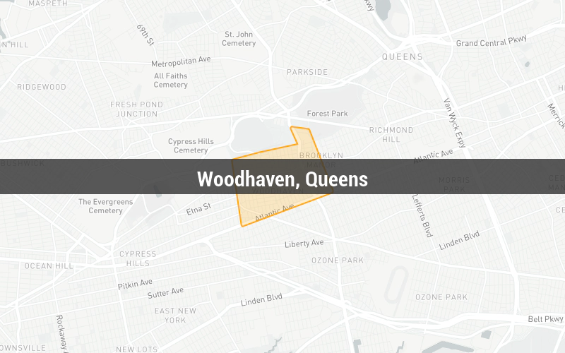 Map of Woodhaven, Queens