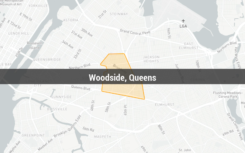 Map of Woodside, Queens